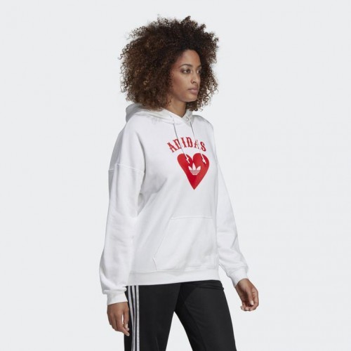 adidas Kadın Originals Sweatshirt - Vday Hoodie - FH8566 BEYAZ